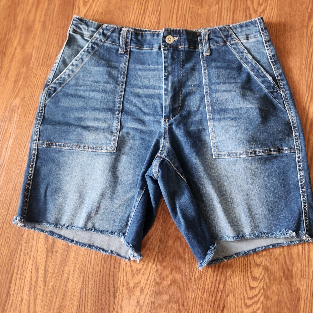 Time and Tru Blue Jean Shorts with Raw Hem